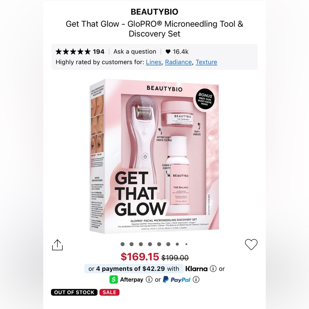BeautyBio Microneedling Tool & Discovery Set - Pink